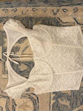 Garage White Lace Bustier Crop